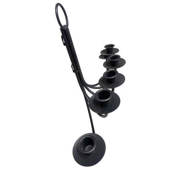Six Candle Black Metal Wall-Mounted Candle Sconce Candelabra Country Rustic Prim - Picture 2 of 7